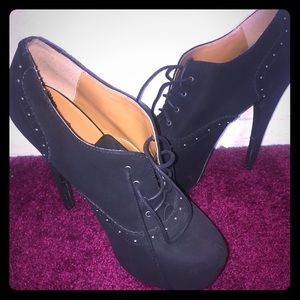 Black lace up booties